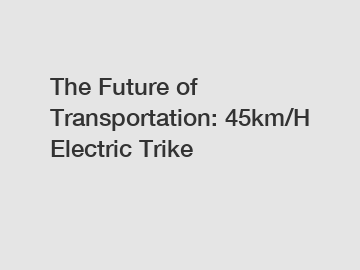 The Future of Transportation: 45km/H Electric Trike